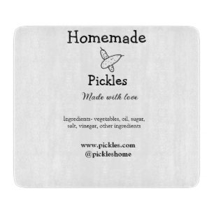 Hausgemachte Pflücke aus Liebe ergänzen Textseite Schneidebrett