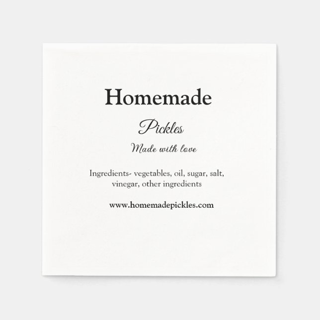 Hausgemachte Pflücke aus Liebe ergänzen Textseite Serviette (Vorderseite)