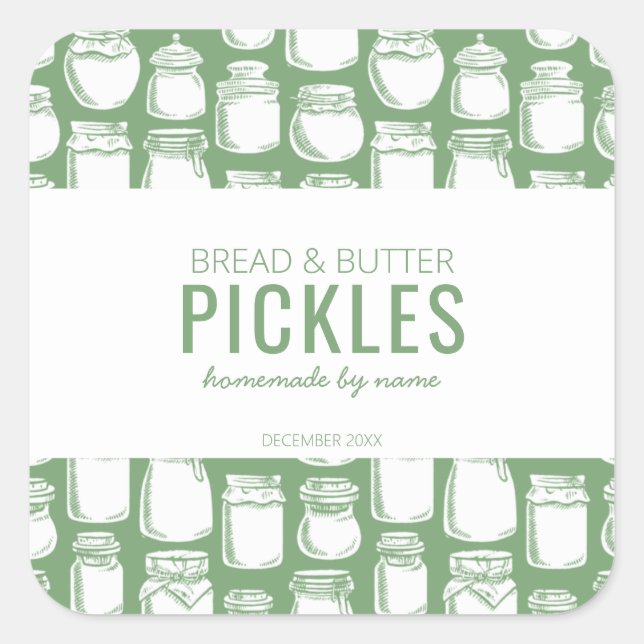 hausgemachte Pickle Quadratischer Aufkleber (Vorderseite)