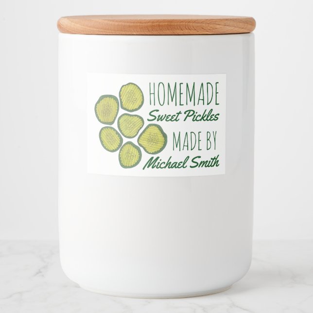 Hausgemachte Pickles Sweet Chips Dill Pickle Shop Lebensmitteletikett (Vorderseite)