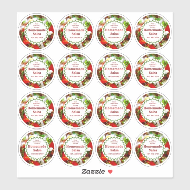Hausgemachte Salsa aus Ihrem Küchenkonservenetiket Aufkleber (Blatt)