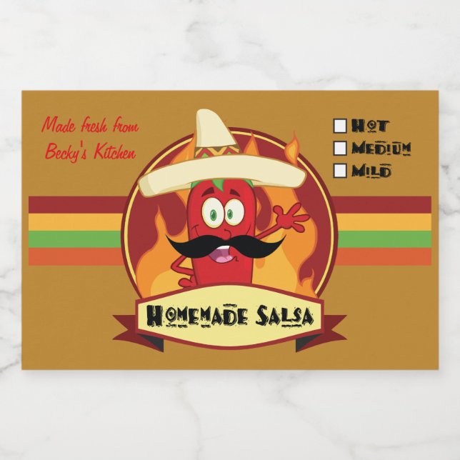 Hausgemachte Salsa-Kennzeichnung (3" x 2") Lebensmitteletikett (Einzelnes Label)