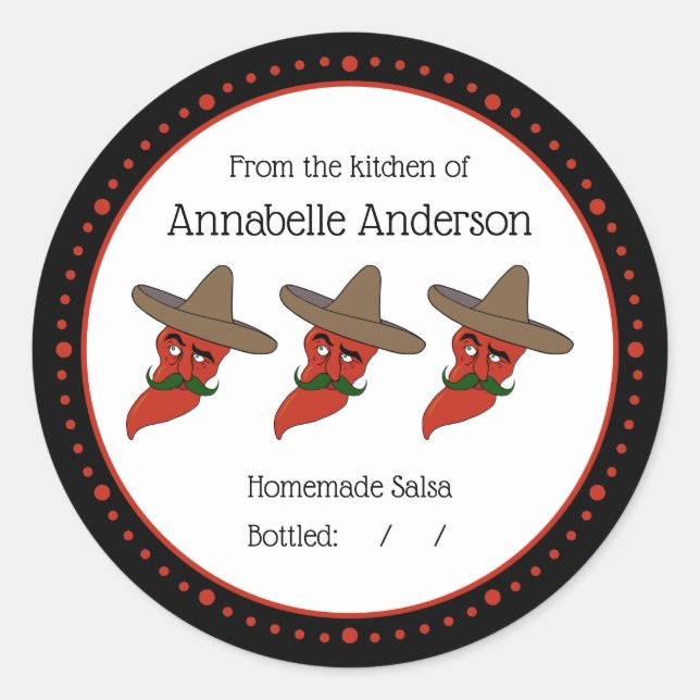 Hausgemachte Salsa Moderne Minimalistische Persona Runder Aufkleber (Vorderseite)