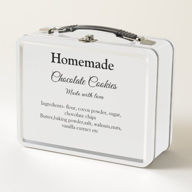 Hausgemachte Schokoladenkekse aus Liebe fügen Text Metall Brotdose (Vorderseite)