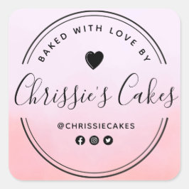 Hausgemachte schöne Aquarellschrift Quadratischer Aufkleber