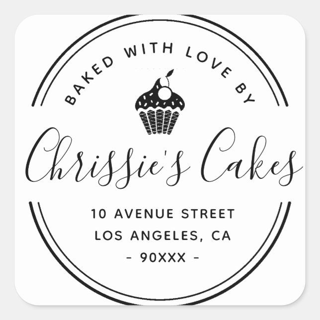 hausgemachte Schrift Quadratischer Aufkleber (Vorderseite)