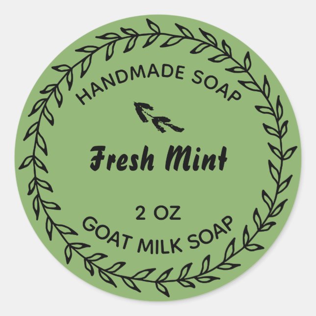 Hausgemachte Seife Land Rustikale Kleider Minze Gr Runder Aufkleber (Vorderseite)