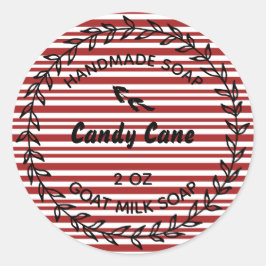 Hausgemachte Seife Rustikale Kranken Candy Cane Runder Aufkleber