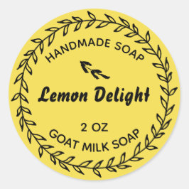 Hausgemachte Seife Rustikale Kranz Zitrone gelb Runder Aufkleber