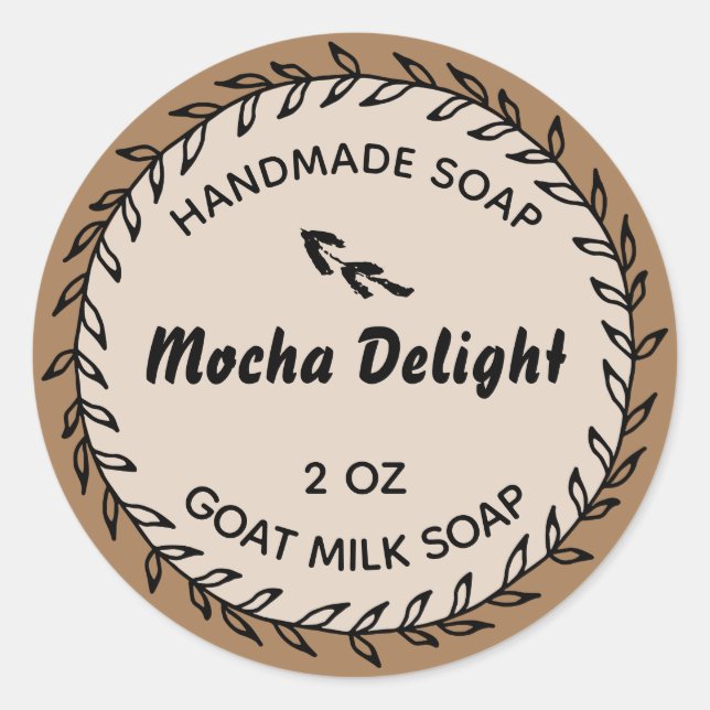 Hausgemachte Seife Rustikale Landkranz Mocha Runder Aufkleber (Vorderseite)