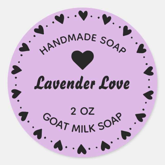 Hausgemachte Seife Rustikales Landherz Lavendel Runder Aufkleber (Vorderseite)