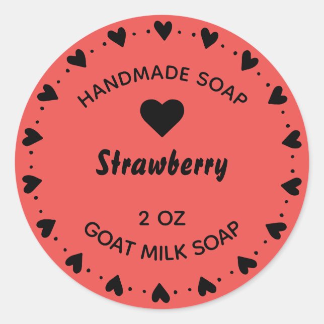 Hausgemachte Seife Rustikales Landherz Roter Kranz Runder Aufkleber (Vorderseite)