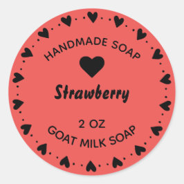 Hausgemachte Seife Rustikales Landherz Roter Kranz Runder Aufkleber