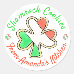 Hausgemachte St. Patrick's Day Kleeblatt Cookies g Runder Aufkleber