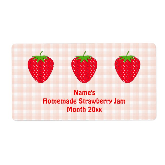 Hausgemachte Strawberry Jam Label.Rosa und Rot. (Vorne)