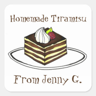 Hausgemachte Tiramisu, gebacken von italienischem Quadratischer Aufkleber