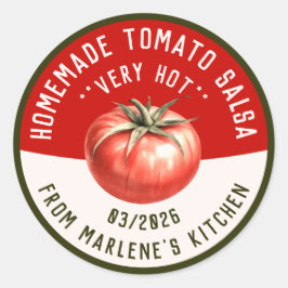 Hausgemachte Tomaten-Kochsalzlösung mit zwei Farbe Runder Aufkleber