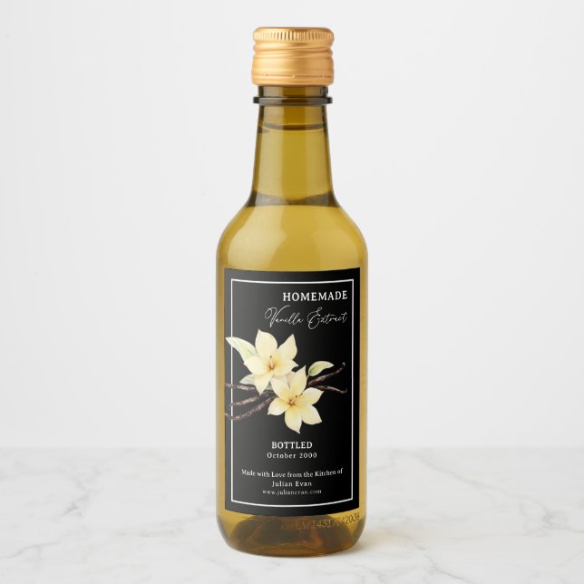 Hausgemachte Vanilla Extrahieren Schwarzes Label A Weinetikett (Vorderseite)