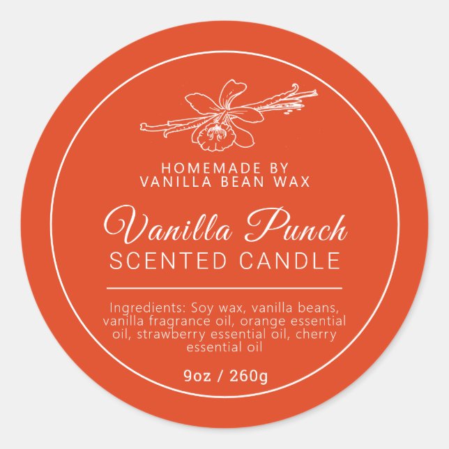 Hausgemachte Vanille Fruchtkerzenzutaten Runder Aufkleber (Vorderseite)