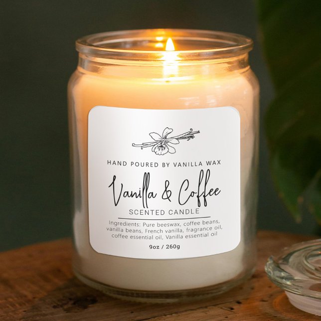 Hausgemachte Vanille-Kaffeeküche weiße Zutaten Quadratischer Aufkleber (Von Creator hochgeladen)