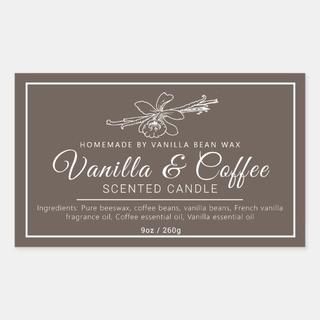 Hausgemachte Vanillekaffee, braune Zutaten Rechteckiger Aufkleber (Vorderseite)