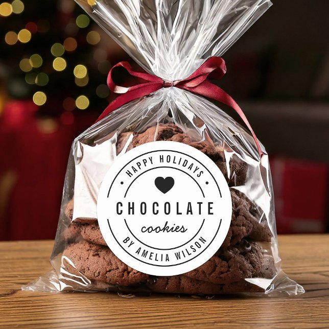 Hausgemachte Waren aus schwarzem und weißem Herzen Runder Aufkleber (Von Creator hochgeladen)