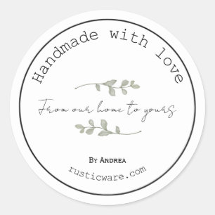 Hausgemachte Waren rustikale minimalistische Aufkl Runder Aufkleber