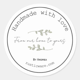 Hausgemachte Waren rustikale minimalistische Aufkl Runder Aufkleber