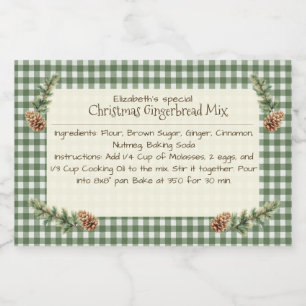 Hausgemachte Weihnachtsgebäck Mix Gingham Pine Con Lebensmitteletikett
