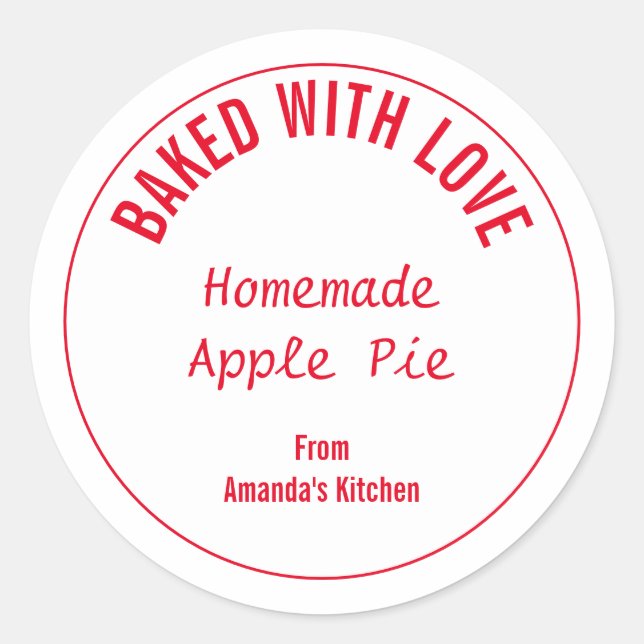 Hausgemachte Weihnachtsgeschenk Gastgeschenk Red W Runder Aufkleber (Vorderseite)