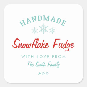Hausgemachte Weihnachtsgeschenk Schneeflocke Backa Quadratischer Aufkleber