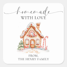 hausgemachte Weihnachtsgeschenke mit Weihnachtskle Quadratischer Aufkleber