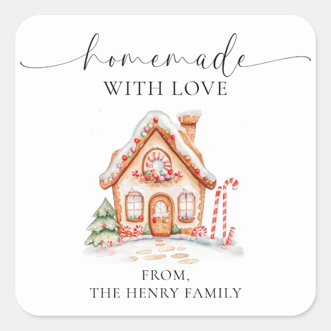 hausgemachte Weihnachtsgeschenke mit Weihnachtskle Quadratischer Aufkleber (Vorderseite)