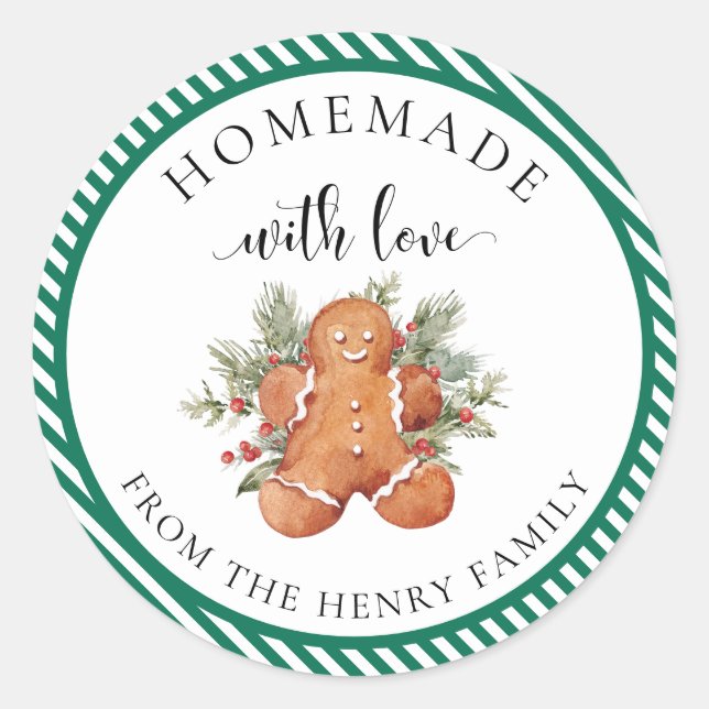 hausgemachte Weihnachtsgeschenke mit Weihnachtskle Runder Aufkleber (Vorderseite)