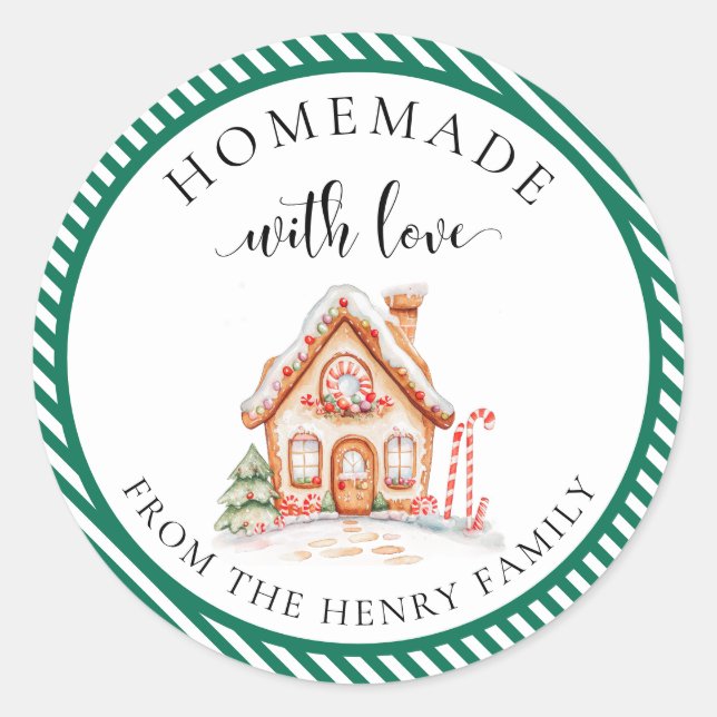 hausgemachte Weihnachtsgeschenke mit Weihnachtskle Runder Aufkleber (Vorderseite)