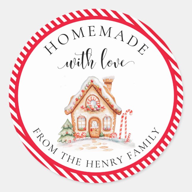 hausgemachte Weihnachtsgeschenke mit Weihnachtskle Runder Aufkleber (Vorderseite)