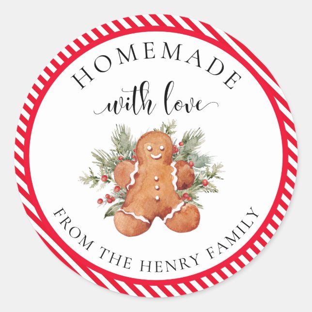 hausgemachte Weihnachtsgeschenke mit Weihnachtskle Runder Aufkleber (Vorderseite)