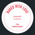 Hausgemachte Weihnachtskekse Geschenk Gastgeschenk Runder Aufkleber<br><div class="desc">Entworfen mit benutzerdefinierten Texten,  die Sie bearbeiten und anpassen können,  wie Sie möchten! Ideal,  um als eigene Lebensmitteletiketten zu dienen oder um Geschenke oder Gastgeschenke für Freunde und Familie zu kennzeichnen!</div>