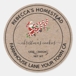 Hausgemachte Weihnachtskekse Vintag Santa Labels Runder Aufkleber