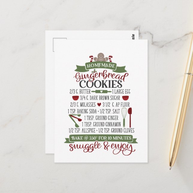 hausgemachte Weihnachtskuchen Küche Pos Postkarte (Vorderseite/Rückseite Beispiel)