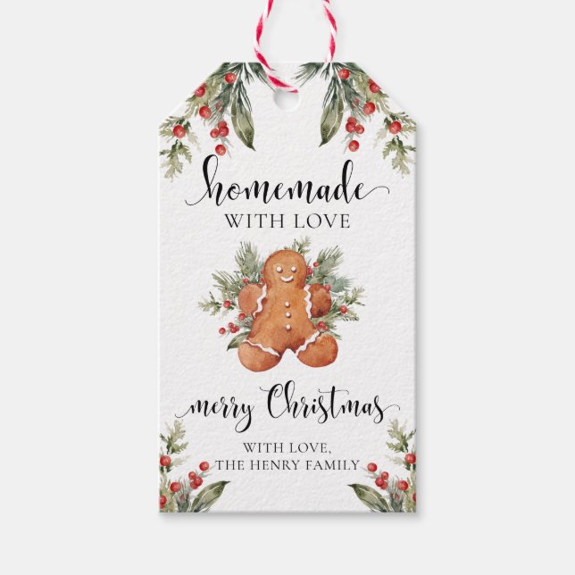 Hausgemachte Weihnachtsmarken mit Liebe Geschenkanhänger (Vorderseite)