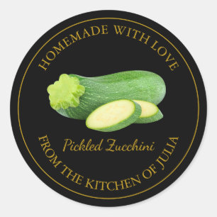Hausgemachte Zucchini-Pickle   Schwarz Runder Aufkleber