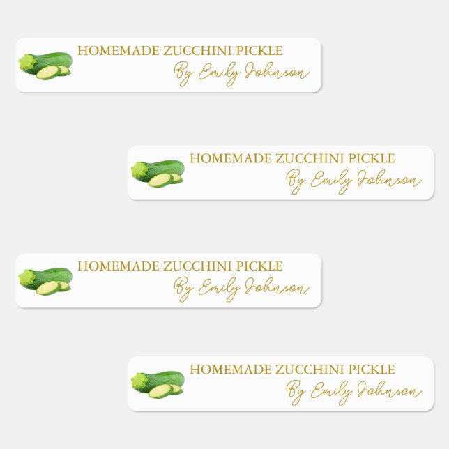 Hausgemachte Zucchini Pickle Thin Label Etiketten (Gruppe)