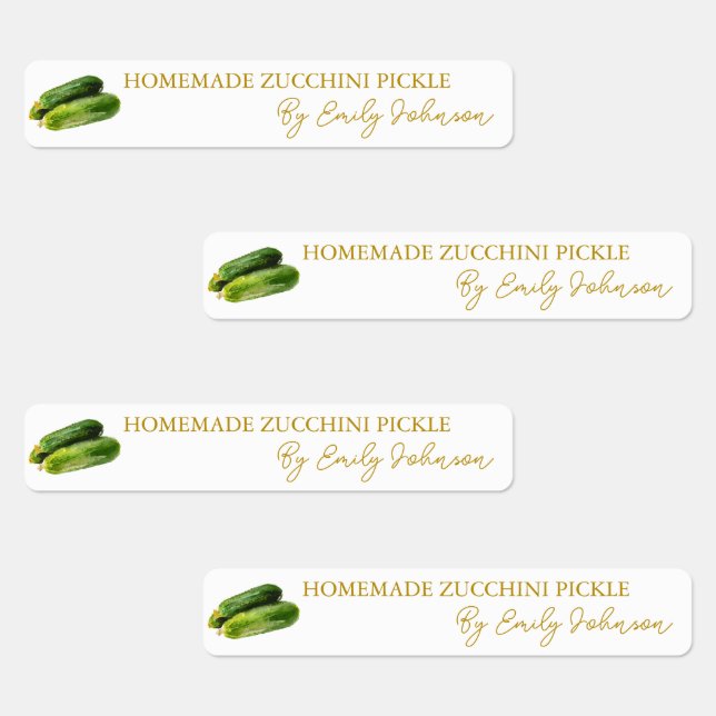 Hausgemachte Zucchini Pickle Thin Label Etiketten (Gruppe)