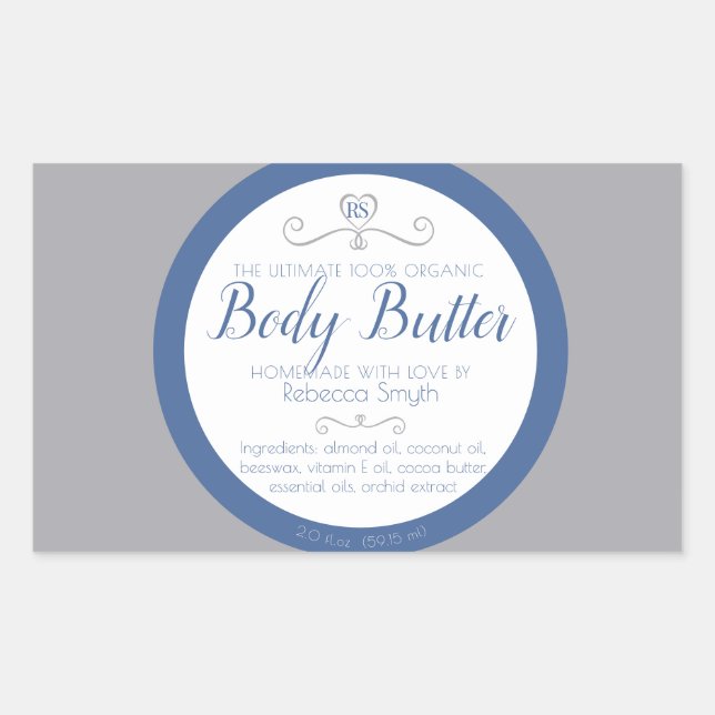 Hausgemachte Zutaten für die Schönheit, silbergrau Rechteckiger Aufkleber (Vorderseite)