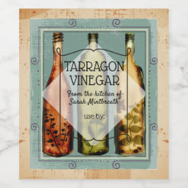 Hausgemachter Olivenölessig Zuhause-Konservenetike Weinetikett