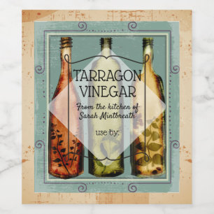 Hausgemachter Olivenölessig Zuhause-Konservenetike Weinetikett