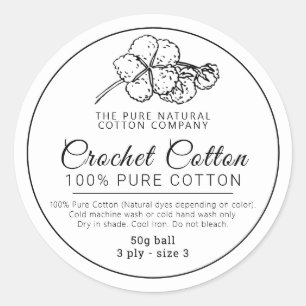 Hausgemachtes Baumwollgarn-Häkchen-Baumwollgarn Runder Aufkleber