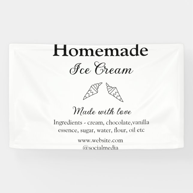 Hausgemachtes Eis und Zutaten aus Liebe Banner (Horizontal)