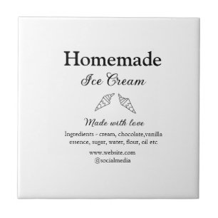 Hausgemachtes Eis und Zutaten aus Liebe Fliese